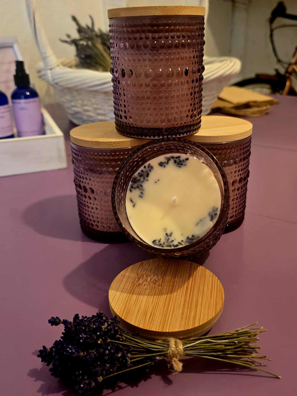 Hobnail Lavender Candle
